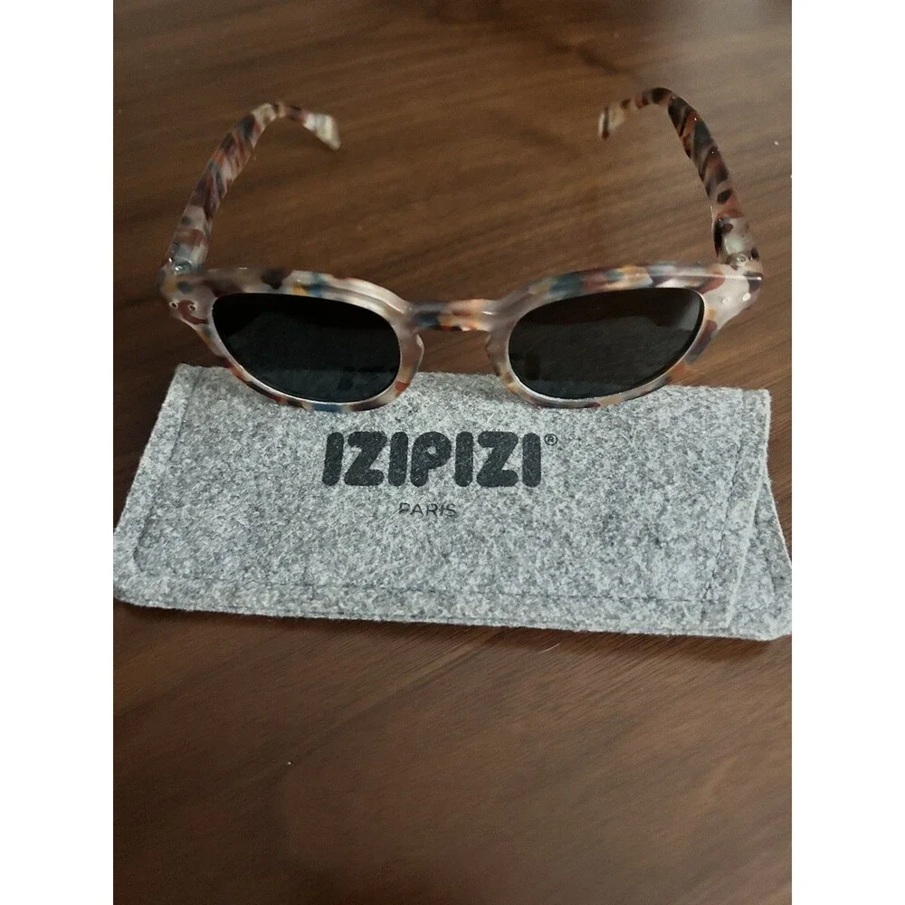 IZIPIZI Round Sunglasses Tortoise Shell Multicolor Frame Gray Polarized Lenses
